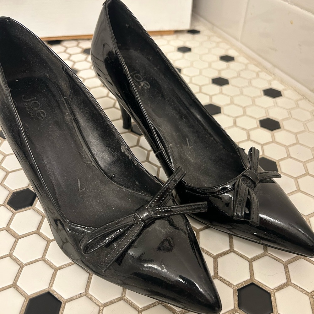 Joe Fresh Black Patent Leather Heels with Bow